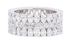 5ct Pear Cut Simulated Diamond Eternity Cocktail Wedding Band White Gold Plated - Picture 1 of 7