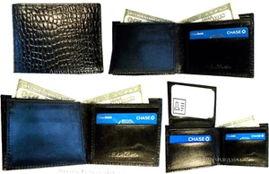 Lote de 4 Nuevas Cartera Hombre Piel de Cocodrilo Estampada Cuero Doble Plegable 6 Tarjetas Identificación Nuevo con Etiquetas - Imagen 1 de 12