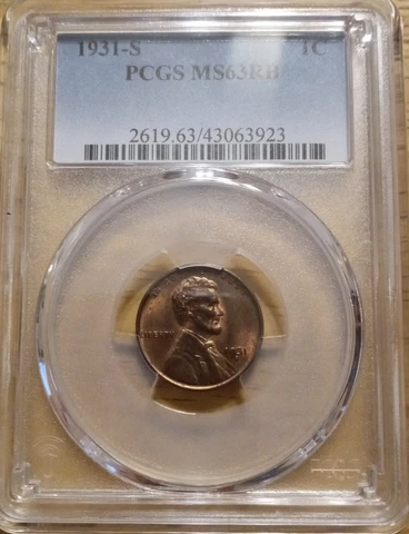 1931-S Lincoln Wheatback Cent PCGS MS63RB Cover
