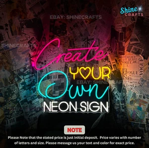 Custom Neon Sign Personalised LED Neon Name Light Signs Wall Decor Business Logo - Picture 1 of 19