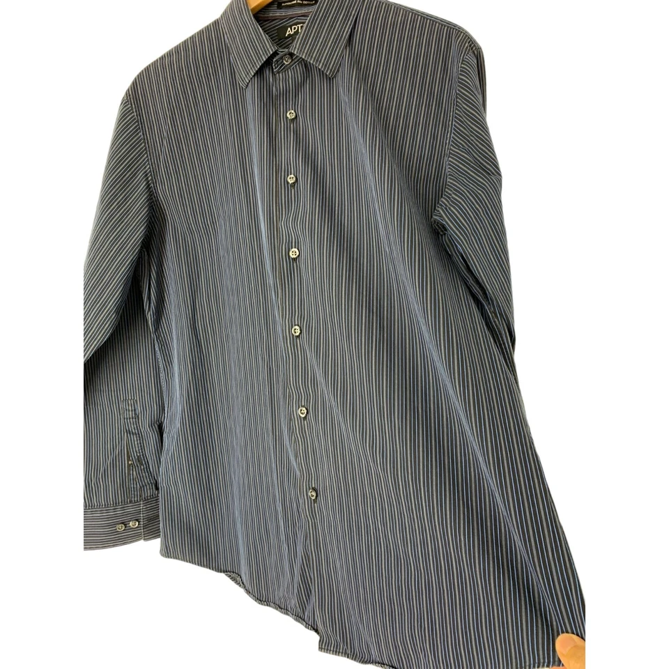 Men’s Apt 9 Dress long sleeve shirt stripe size L Navy 5462 Khols - Imagem 1 de 4