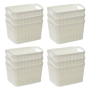 12 pcs Rectangular Loop Storage Basket 1.5L Capacity Each Ivory Knit Design - Picture 1 of 6