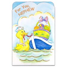 Happy EASTER Card FOR YOUNG NEPHEW, Egg Boat Duck Sailor — Bella Greetings + ✉