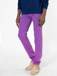 NWT American Apparel Sz 26 Men's Slim Fit Purple Worn Look Straight Leg Jeans