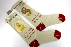 2 Midwest Cannon Falls Christmas Stockings Primitive Santa Snowman Donna Gilbert - Picture 1 of 10