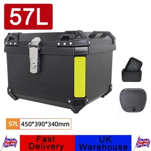 57L Universal Motorcycle Rear Top Box Motorbike Trunk Tail Box Tool Case W/ Lock - Picture 1 of 3