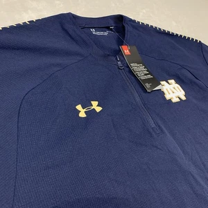 Nuevo Pullover Notre Dame Under Armour 1/4 Cremallera Grande Azul Manga Corta Muestra - Imagen 1 de 8