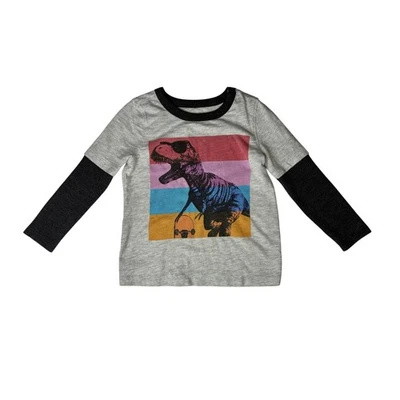 Camisa Gris Monopatín Dinosaurio Azul Marino Antigua 2T Fantasía Caprichosa Mangas Térmicas Informal Foto 1 de 4