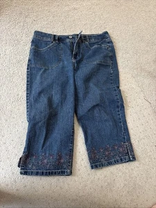 Gloria Vanderbilt Jeans Womens 10 The Perfect Fit Cotton Stretch Crop Embroider - Picture 1 of 2