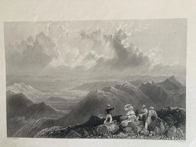 Monte Jefferson de Monte Washington - Impresión antigua 1839 por Bartlett OREGON Foto 1 de 3