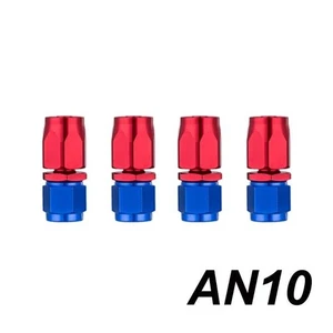 4Pcs Red Oil Fuel Line Hose End Fitting Adapters Kits 0°Degree AN10 Aluminum End - Picture 1 of 13