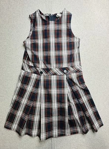A+ School Apparel Dress Girls Size 10 Plaid Sleeveless Pleated Jumper Uniform - Picture 1 of 10