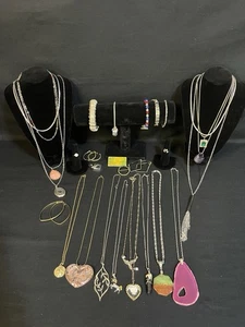 Vintage To Now Goldtone & Silvertone Mix Jewelry Lot Necklace Bracelet Rings - Picture 1 of 17