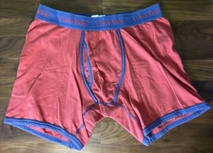 Vtg CALVIN KLEIN Men's Cotton Boxer Trunk Shorts Ringer 365 Rare Sz L - Picture 1 of 5