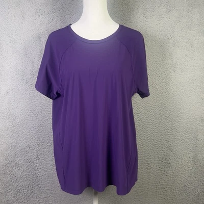 Athleta Top Womens Medium Purple Short Sleeve Relaxed Fit Yoga Preppy Active - Image 1 of 4