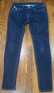 True Religion Women’s 29 Skinny Blue Jeans Flap Pockets Made In USA - Picture 1 of 6