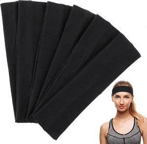 6 Stück Sport Stirnband für Damen Herren Baumwolle Haarband Antirutsch Elastisch - Bild 1 von 7