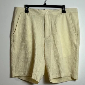FootJoy FJ Seersucker Golfshorts Herren 36 vorne flach hellgelb 10" Schrittlänge - Bild 1 von 6