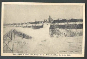 Ca 1938 PPC Kanada Einsturz der Fälle Aussicht Brücke von größtem Eisstau siehe Info - Bild 1 von 1