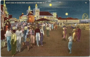 1938 Ocean Pier, Wildwood by the Sea, New Jersey NJ used linen post card - Picture 1 of 2