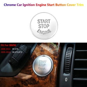 Chrome Car Ignition Engine Start Stop Button Cover Trim For BMW X5 X6 E70 E71 - Picture 1 of 11
