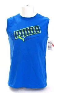 Puma Signature Blue Sleeveless Tee T-Shirt Youth Boy's NWT - Picture 1 of 4