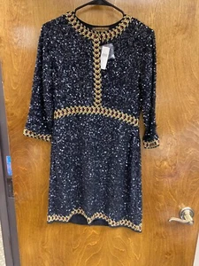 Women NWT "Varun Bahl Anthropologies" blk sequin sheath dress. Size XS - Picture 1 of 2