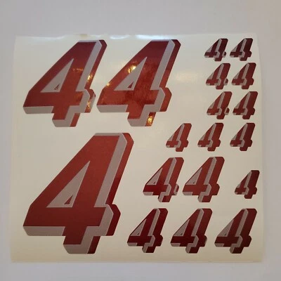 Metallic Burgandy w gray #4's Racing Vinyl Decal Sheet 1/10-1/12 DEFECTIVE BOXD - Image 1 of 4