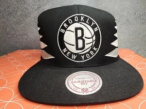 NBA Brooklyn Nets Mitchell & Ness Black/ White Snapback Hat, Adjustable Fit - Picture 1 of 11