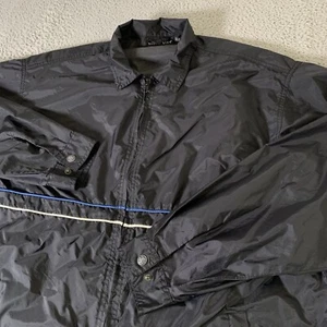 Anchor Blue Windbreaker Jacket Mens Large Full Zip Collared Skater Pockets Y2K - Picture 1 of 16