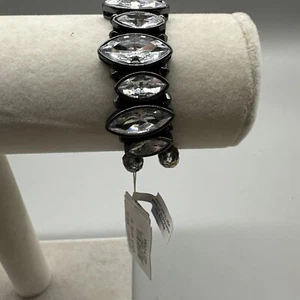 Simply Vera Wang Gray Marquis Cut Rhinestone Stretch Bracelet Glass Faceted Bead - Picture 1 of 5