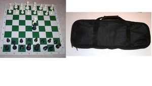 CARYALL CHESS BAG TOURNAMENT PIECES 2 QUEENS BOARD SET - Picture 1 of 7