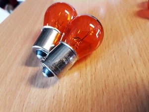 2 AMPOULES ORANGE BA15S 12V21W Mono-filament CLIGNOTANTS MOTOS-SCOOTERS-AUTOS - Picture 1 of 1