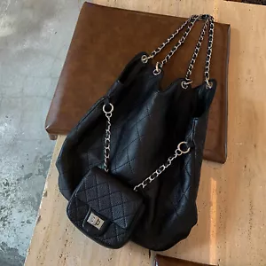 Quilted Real Leather Shoulder Bag Purse Hobo Tote Bucket Handbag Chains Fashion - Picture 1 of 19