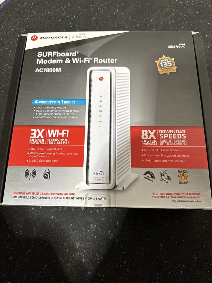 MODEM ROUTER ARRIS Tabla de Surf SBG6782 AC1800M 2.4/5.0 GHz Doble Banda Foto 1 de 4