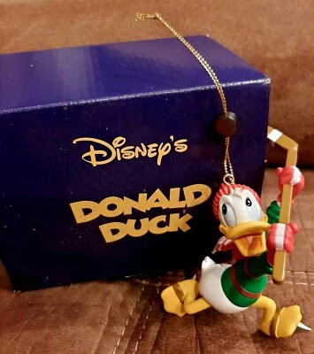 Donald Duck Walt Disney adorno de Navidad jugando hockey en caja original años 90 Foto 1 de 4