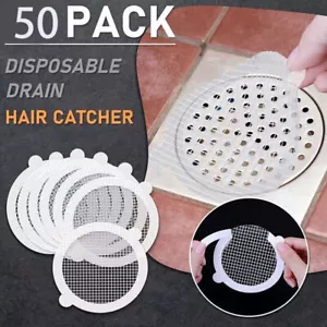 50 Pcs Disposable Shower Drain Hair Catcher Mesh Sticker Strainers for Shower - Picture 1 of 7