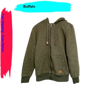 Buffalo Men’s Sherpa Lined Hoodie (Green, Medium) - Picture 1 of 2