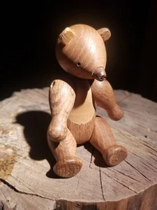 Vintage Kay Bojesen Style Teddy Bear MCM 1960’s Articulated 5" Wooden Toy - Picture 1 of 10