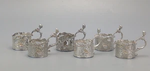 Juego de 6 soportes de vidrio de chupito de plata de ley exportación holandesa para Louis Landsberg - Imagen 1 de 13