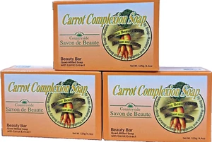 3-PACKS CARROT COMPLEXION SOAP BEAUTY BAR WITH CARROT OIL 4oz / 125g (each) - Picture 1 of 1