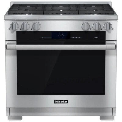 Miele HR19342DFG 36 英寸不锈钢专业双燃料范围全新带盒 #132140 MPA — 第 1/4 张图片