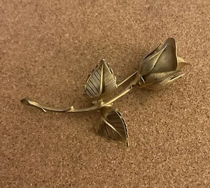 Vintage gebürstet goldfarben einzelne Rose Blumen Pin - Bild 1 von 2