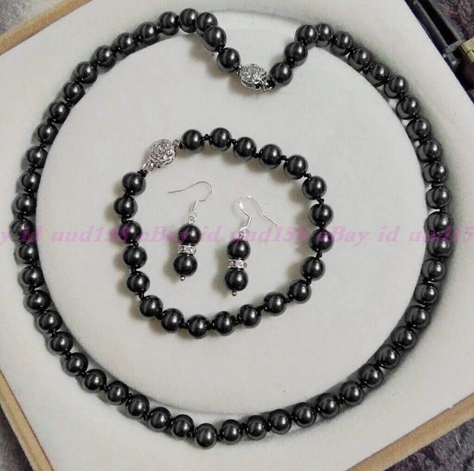 8mm Multi-Color Akoya Shell Pearl Round Beads Necklace Bracelet Earrings Set - Image 1 of 1