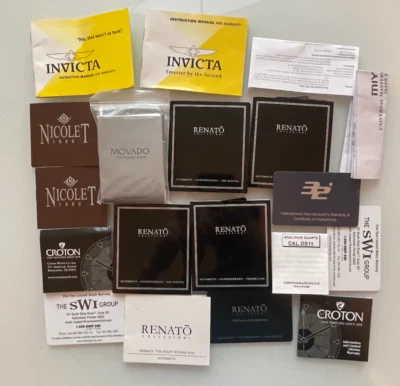 Huge Lot of Renato Croton Charles Nicolet Invicta Watch Manuals Papers Cards - Image 1 of 4