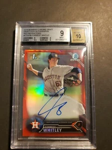 2016 Bowman Chrome Draft Forrest Whitley RED REFRACTOR. BGS 9. 10 AUTO #1/5 - Picture 1 of 4