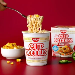 Nissin Cup Noodles Soup Beef Flavor 2.25 oz case of 12 - Picture 1 of 6