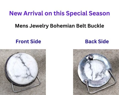 大量 Howlite 925 镀银圆形皮带扣 2.1 英寸承诺礼物 GW — 第 1/3 张图片