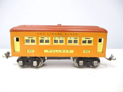 Lionel 603 铂尔曼汽车灯橙色 Terra Cotta 战前 O 规格 X7405 — 第 1/4 张图片
