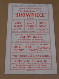 Vince Taylor & Playboys/Screaming Lord Sutch Co-op Hall, Torquay 1960 Handbill - Picture 1 of 1